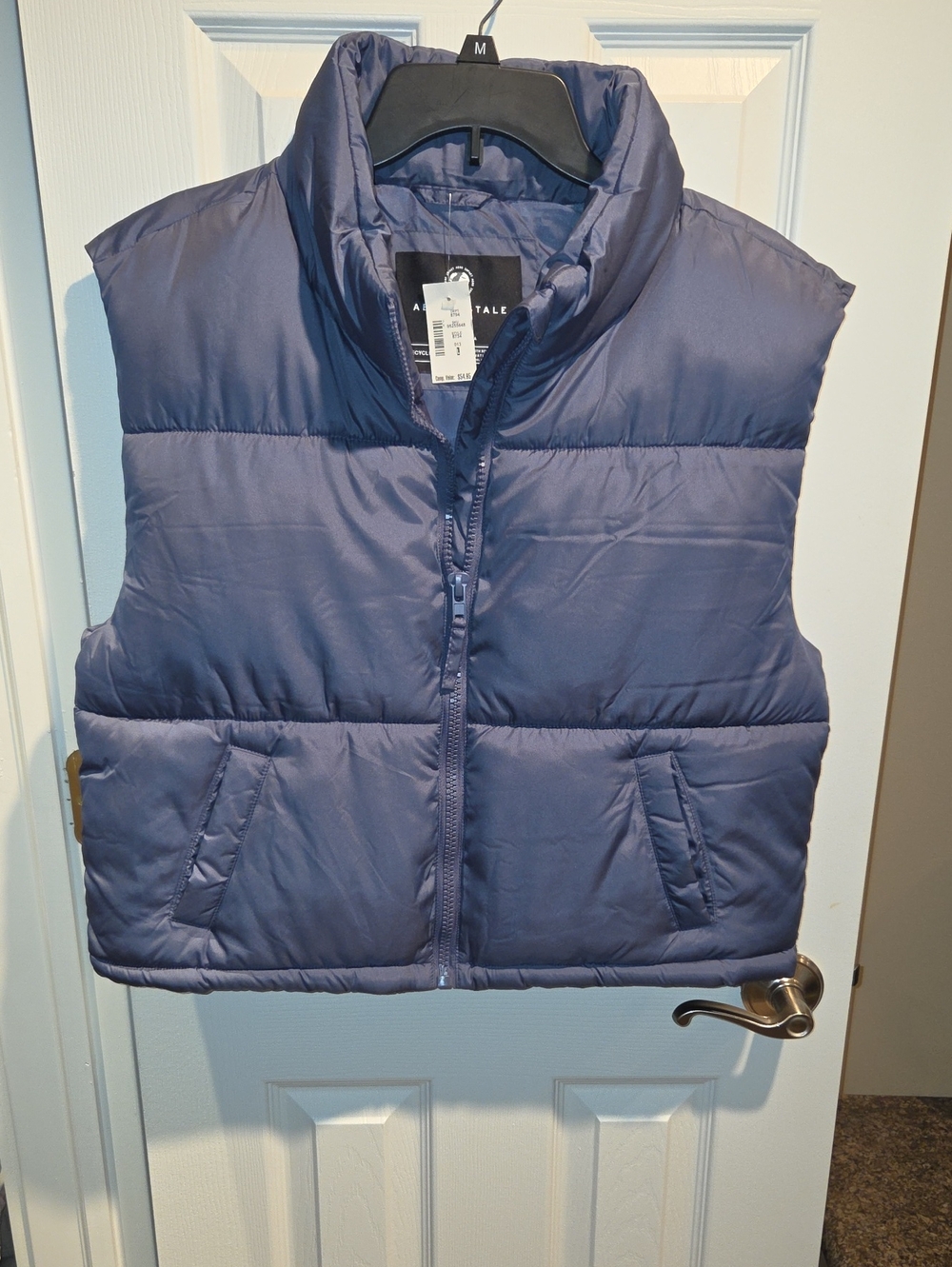 Aeropostale Women's Cropped Puffer Vest In Slate Blue